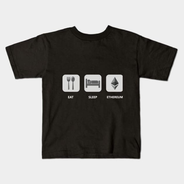 Eat Sleep Ethereum Kids T-Shirt by mangobanana